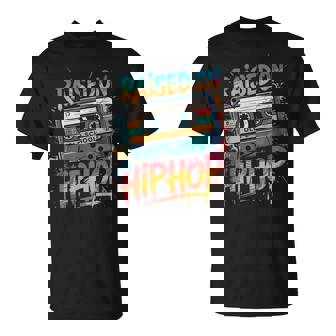 Vintage Raised On Old-School Hip Hop Cassette Graffiti T-Shirt | Mazezy