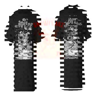 Vintage Retro Buckle Up Snowflake Cowboy Santa Reindeer Xmas T-Shirt | Mazezy