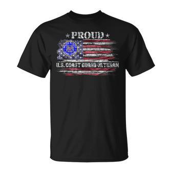Vintage USA American Flag Proud US Coast Guard Veteran T-Shirt | Mazezy