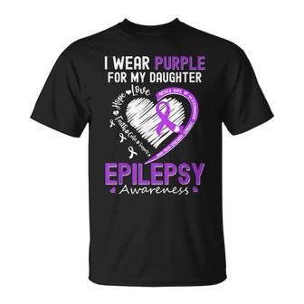 I Wear Purple For My Daughter Epilepsy Awareness Warrior Mom T-Shirt - Thegiftio UK