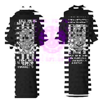 I Wear Purple For Epilepsy Awareness Smile Face Empilepsy T-Shirt - Seseable