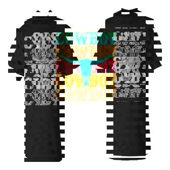 Western Country Men Teen Boy Kid Rodeo Southern Retro Cowboy T-Shirt | Mazezy