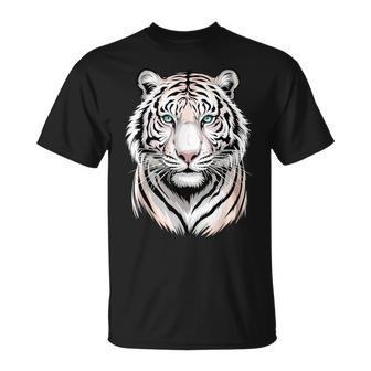 White Bengal Tiger Face Wild Animal T-Shirt | Seseable UK