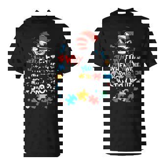 Why Fit In Doctor Teacher Cat In Hat Cool Autism Awareness T-Shirt - Monsterry