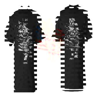 Wolf Outfit Patriotic Wolves 4Th Of July Usa American Flag T-Shirt - Thegiftio