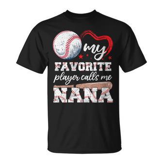 Women's Baseball Grandma My Favourite Player Calls Me Nana Baseball T-Shirt - Monsterry