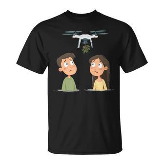 Xmas Mistletoe With Drone Costume For Adults And Kids Tank Top T-Shirt | Mazezy