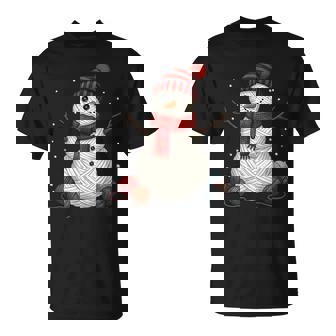 Yarn Snowman Sewing Knitting Crocheting Quilter Crochet T-Shirt - Monsterry