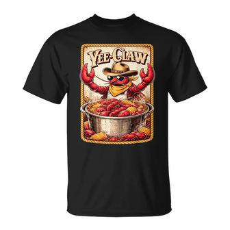 Yee Claw Vintage Crawfish Boil Cajun Seafood Festival T-Shirt - Thegiftio