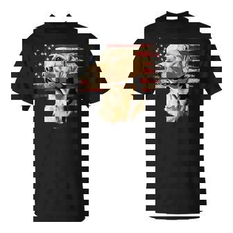 Yellow Labrador Usa Flag T-Shirt - Monsterry