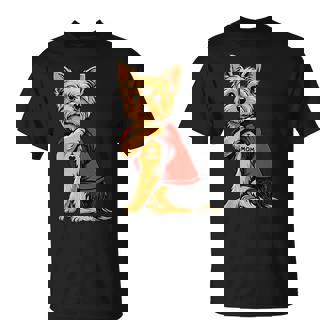 Yorkie Featuring Tattooed Yorkshire Terrier I Love Mom T-Shirt - Monsterry
