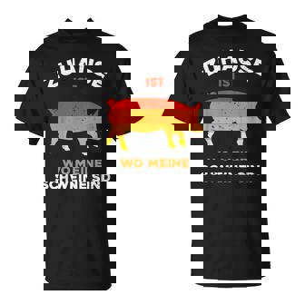 Zuhause Ist Wo Meinechweineind Lustige Landwirt Geschenk T-Shirt - Seseable