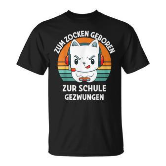 Zum Zocken Geboren Zurchule Gezwungen Kinder Gamer T-Shirt - Geschenkecke