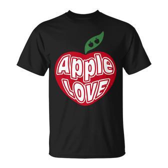 「Red Apple Fresh Fruit 」 ハート型 Love りんご フルーツ ユニークデザイン 長袖tシャツ Tシャツ - Kawaiitshirt
