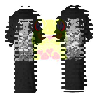 いちごカエル 図面 アートワーク いちご 動物 アート Tシャツ - Kawaiitshirt