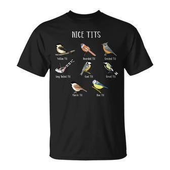 おもしろバードウォッチング ユーモア おっぱいコレクション ニースシジュウカラ 鳥 長袖tシャツ Tシャツ - Kawaiitshirt