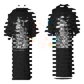 かわいいオオカミ 花 I キッズ オオカミ 長袖tシャツ Tシャツ - Kawaiitshirt