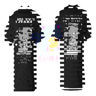 たい焼きが大好き かわいい かわいい 猫がたい焼きを食べる 日本アニメ Tシャツ - Kawaiitshirt