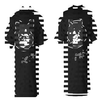 ねこさん『ふぇいす・ビッグプリント』ハチワレ 猫 Neko【どうぶつフレンズ】フキゲンネコ ゆるかわいい イラスト Tシャツ - Kawaiitshirt