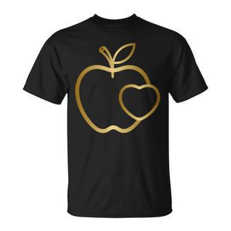 りんご ハート ラインアート かわいい シンプル デザイン 長袖tシャツ Tシャツ - Kawaiitshirt