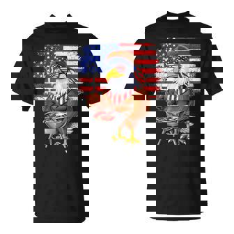 アメリカの白頭鷲、アメリカ国旗、バーベキュー、肉のグリル、愛国心、独立記念日、愛国心、誇り高きアメリカ人 Tシャツ - Kawaiitshirt