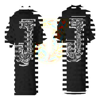 イニシャル 名前 文字 J アルファベット 民芸風 Tシャツ - Kawaiitshirt