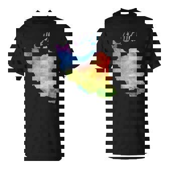 イランの地図 イランのカラフルな地図 水彩イラスト Tシャツ - Kawaiitshirt