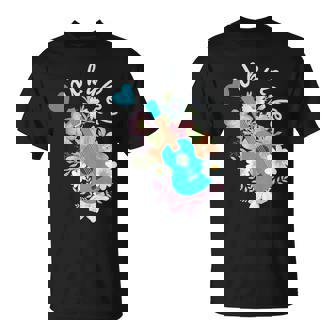 ウクレレギフト 70年代の花のウクレレ奏者 Tシャツ - Kawaiitshirt