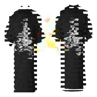 エレガントなシルエット フラワーアートピース フローラル モトクロス Tシャツ - Kawaiitshirt