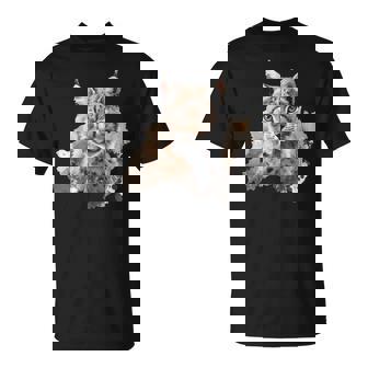 オイル スケッチ ワイルドライフ ボブキャット オレンジ ボブキャット Tシャツ - Kawaiitshirt