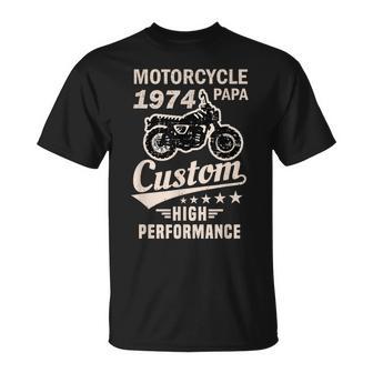 オートバイ バイク 2輪車 お父さん 祖父 1974年 生まれ 誕生日 ヴィンテージ 服 Tシャツ - Kawaiitshirt