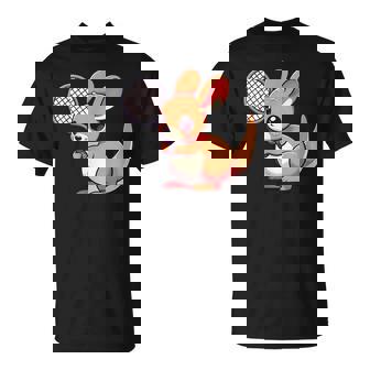 カンガルー かわいい ラケット スポーツ テニス プレイ 動物 キャラクター キュート Tシャツ - Kawaiitshirt