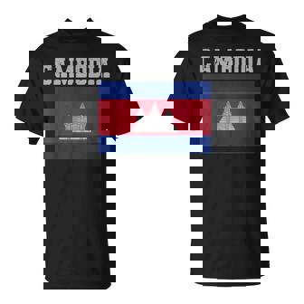 カンボジア-カンボジアの旗ヴィンテージスポーツデザインカンボジア Tシャツ - Kawaiitshirt