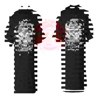 キツネ キツネ 九尾キツネ 桜花 Tシャツ - Kawaiitshirt