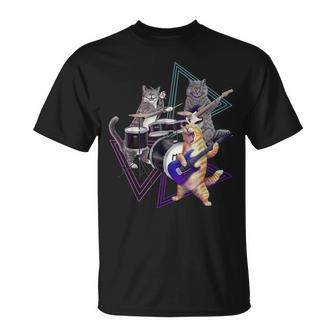 キャットバンド-ベース、ギター、ドラムセットのロックキティ Tシャツ - Kawaiitshirt