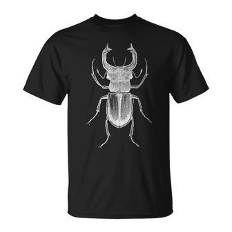 クワガタ愛好家と昆虫学者のためのヴィンテージ昆虫アート クールなクワガタ Cooltag Beetle Tシャツ - Kawaiitshirt