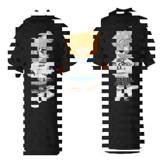 クールなテディベアの女の子と無料の抱擁イラストグラフィック。 Tシャツ - Kawaiitshirt