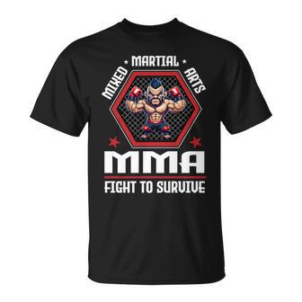 ケージファイティングで生き残るための総合格闘技mmaファイト 長袖tシャツ Tシャツ - Kawaiitshirt