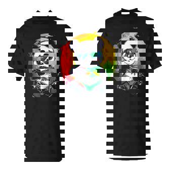 サングラス付きパンダ ラスタカラー Tシャツ - Kawaiitshirt