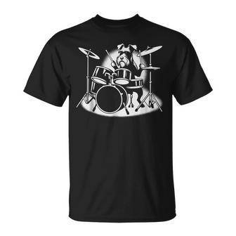 シュナウザー ドラムを弾く ドラマー 犬好き Tシャツ - Kawaiitshirt