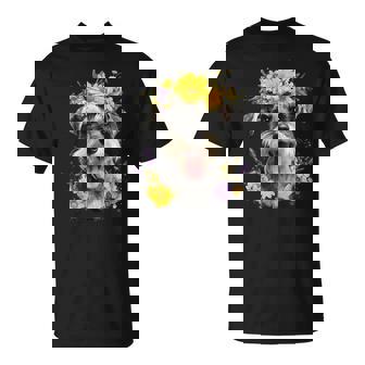 シュナウザー ママ 犬好き 母の日 レトロ 花 Tシャツ - Kawaiitshirt