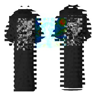 シュナウザー 面白いtシャツ 犬 ゴッホ 星月夜 かわいい メンズ 子供 おもしろ 服 グッズ ネタ Tシャツ - Kawaiitshirt