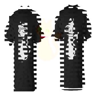 シロネコ 胸にワンポイント 落書き風 おもしろ Tシャツ - Kawaiitshirt