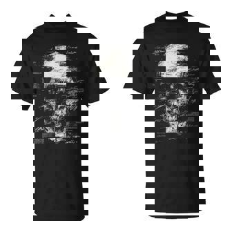 スカルアートグラフィックテキストモチーフドクロ Tシャツ - Kawaiitshirt