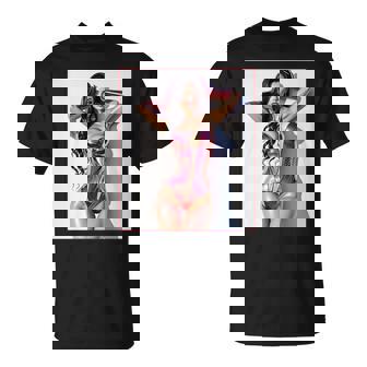 セクシーガールグラフィックtシャツ セクシー巨乳sfピンナップガール 長袖tシャツ Tシャツ - Kawaiitshirt