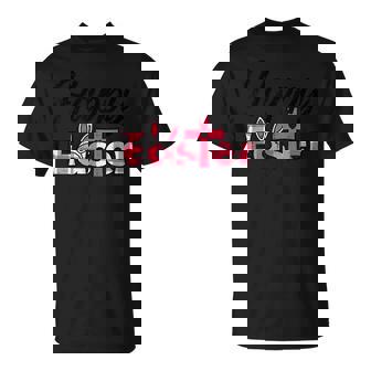 チェック柄ハッピーイースターバニー耳クロスかわいい宗教クリスチャン Tシャツ - Kawaiitshirt