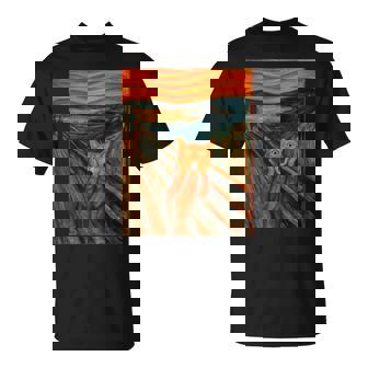 ニャンコの叫び 面白い 猫 ムンクの叫び パロディ おもしろ 服 おもしろグッズ ネタ 長袖tシャツ Tシャツ - Kawaiitshirt