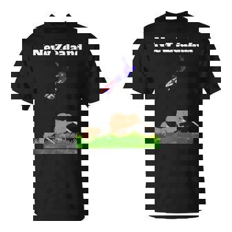 ニュージーランドのお土産キウイバードウォッチングニュージーランド地図 長袖tシャツ Tシャツ - Kawaiitshirt