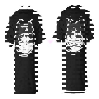 ハチワレ《ふぇいす》ねこ 猫【どうぶつフレンズ】シンプル 顔 ゆるくて かわいい 動物 イラスト Tシャツ - Kawaiitshirt