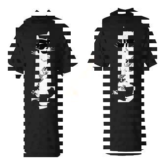 バスクラリネットを弾くサングラスをかけた面白い猫 Tシャツ - Kawaiitshirt